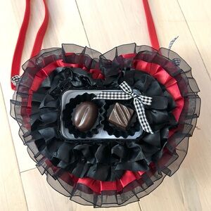 NWOT Box Of Chocolates Ruffled Crossbody Heart Purse-*Handmade